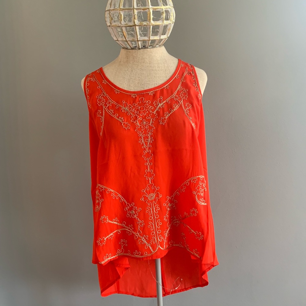 Poppy Tank w/ Embroidered Details